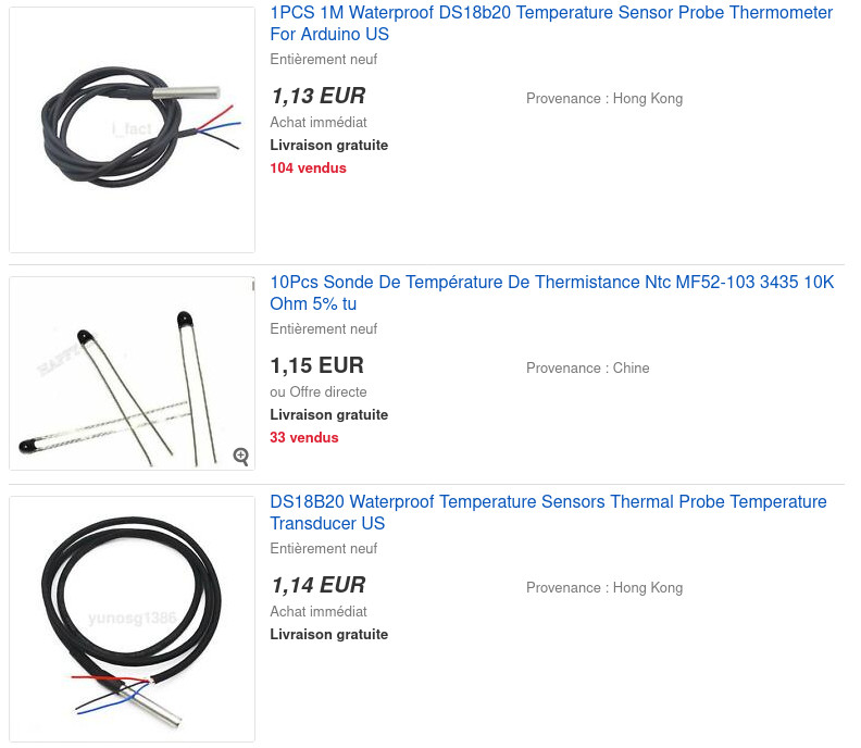 Exemple de sonde à température sur eBay