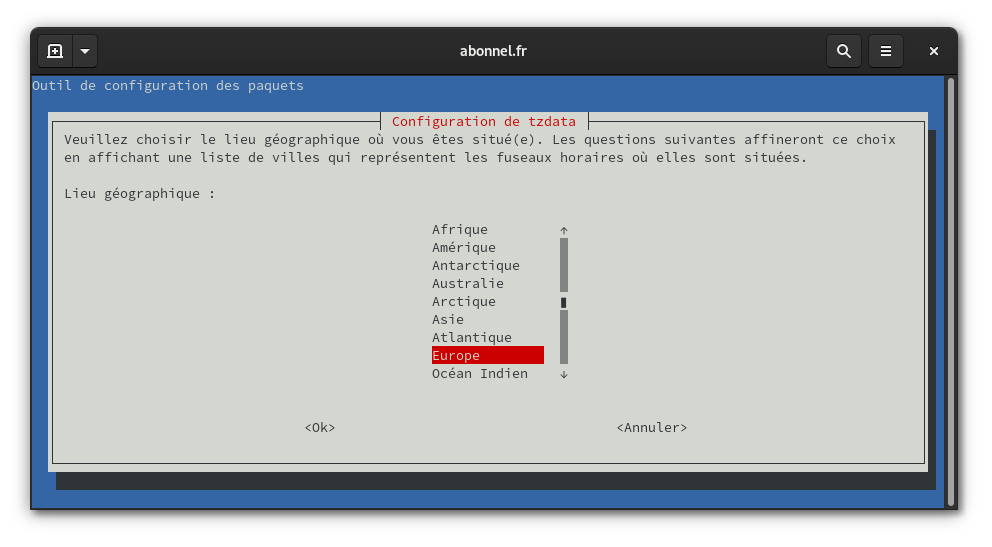 exemple de dpkg-reconfigure tzdata 01